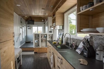 The "solar-powered" tiny home, kitchen
