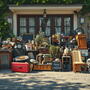 Items sitting on curb of home after a hurricane